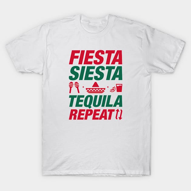 Fiesta Siesta Tequila Repeat T-Shirt by VectorPlanet